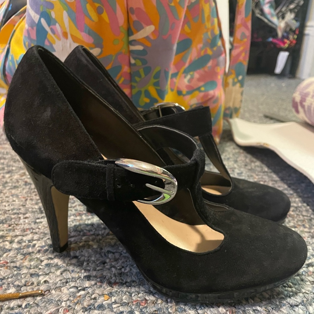 Franco Sarto Round Toe Pumps with Buckle